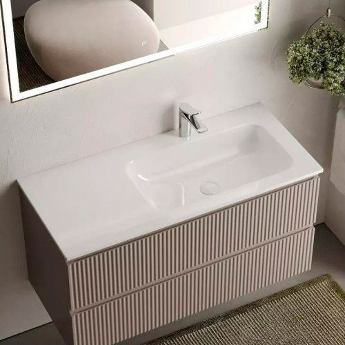 Тумба под раковину Sancos SNOB R SNR100RSM 100х40 подвесная цвет бежевый - фото 2