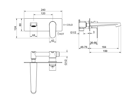 Смеситель Aquatek Оберон AQ1213BG встраиваемый в стену золото без термостата