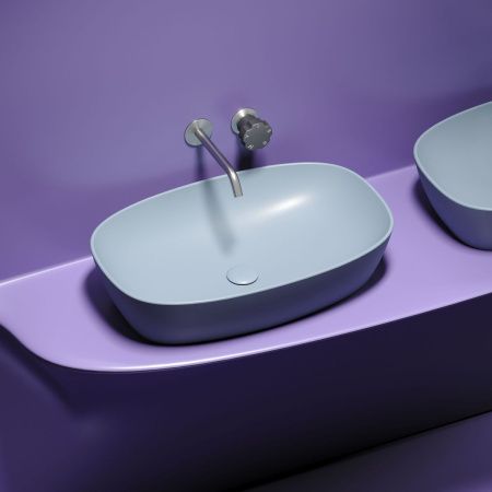 Раковина из сантехнического фарфора Ceramica Nova ELEMENT CN6049MHL 60х40 накладная цвет голубой без отверстий под смеситель