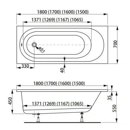 Ванна акриловая Vagnerplast Kasandra VPBA167KAS2X-04 160х70 пристенная прямоугольная без каркаса