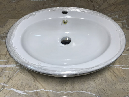 Раковина из санфаянса CeramaLux 3573 60х48 накладная цвет белый 1 отверстие под смеситель