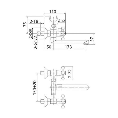 Смеситель для ванны Milardo Duplex DUPSB02M02 настенный хром - фото 3