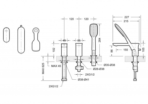 Смеситель Bravat Gina F565104C-2-ENG на борт ванны хром - фото 2