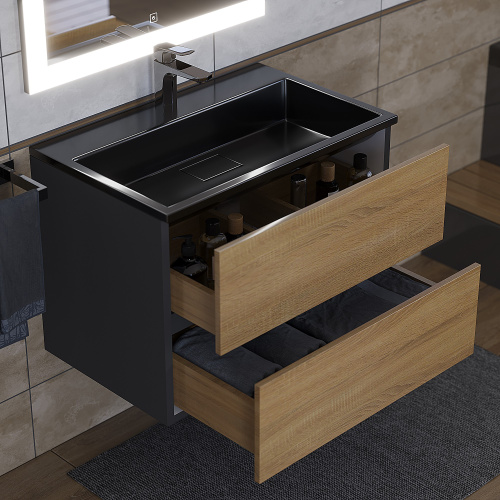 Раковина Uperwood Barsa 70 см 3939193462 полувстраиваемая цвет черный - фото 3