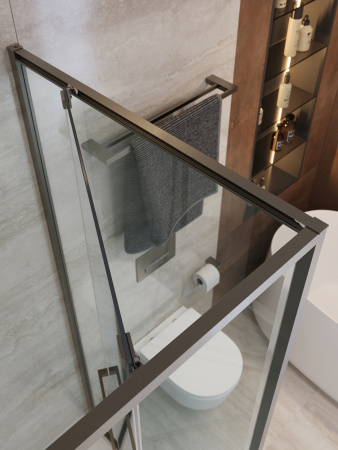 Душевой уголок Cezares LUX LUX-A-FS-11-100-C-GM 100х100 стекло прозрачное профиль оружейная сталь без поддона