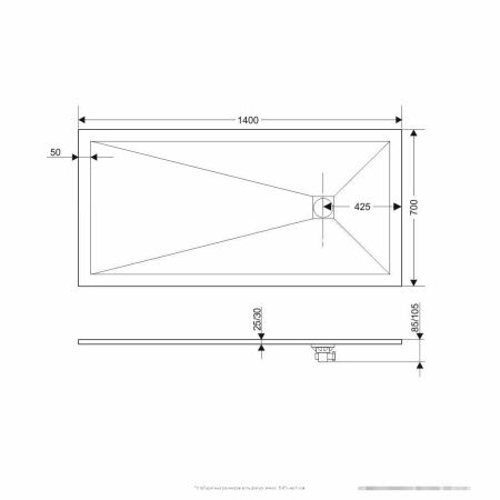 Душевой поддон из искусственного камня RGW Stone Tray 16152714-02 140х70 серый без ножек