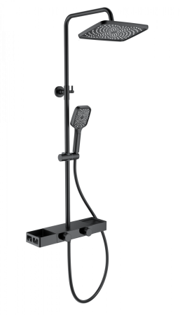 Душевая стойка Wonzon & Woghand WW-B3552-MB настенная цвет черный с термостатом