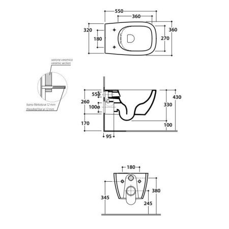 Чаша унитаза подвесная Globo Genesis GNS02.BO цвет белый без сиденья безободковая