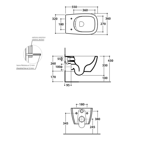 Чаша унитаза подвесная Globo Genesis GNS02.BO цвет белый матовый без сиденья безободковая - фото 2
