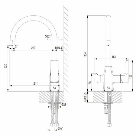 Смеситель для кухни LeMark Ursus LM7261BL на мойку черный