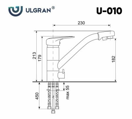 Смеситель для кухни Ulgran Classic U-010-344 на мойку черный