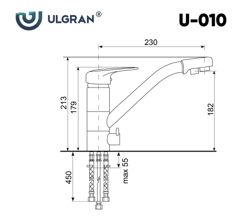 Смеситель для кухни Ulgran Classic U-010-302 на раковину песочный без термостата - фото 2
