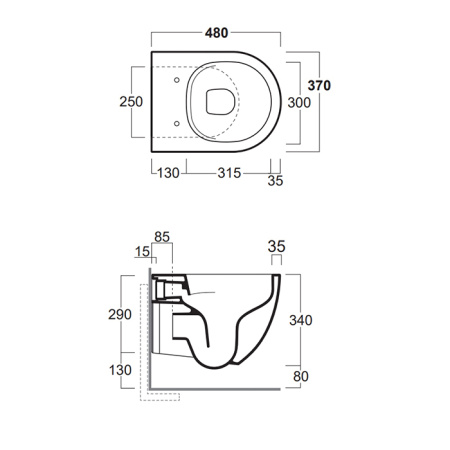 Чаша унитаза подвесная Simas Vignoni VI28 nero matt цвет черный матовый без сиденья безободковая каскадный смыв