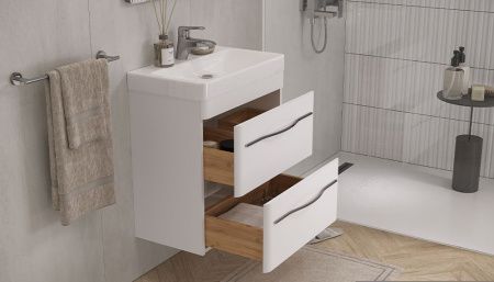 Тумба под раковину Velvex JILL tpJIL.60.2Y-233 60х30 подвесная цвет белый