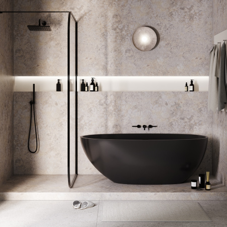 Ванна акриловая Grossman Fly GR-1104MBB 170х75 отдельностоящая овальная с ножками