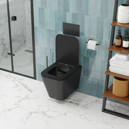 Унитаз подвесной Cerutti SPA CT9163 черный матовый с сиденьем микролифт безободковый каскадный смыв