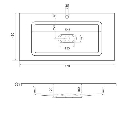 Раковина из искусственного камня Taliente 4627173210430 80х50 накладная цвет белый