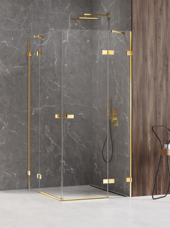 Душевой уголок New Trendy AVEXA Gold EXK-1700 100х80 стекло прозрачное профиль золото глянцевое без поддона