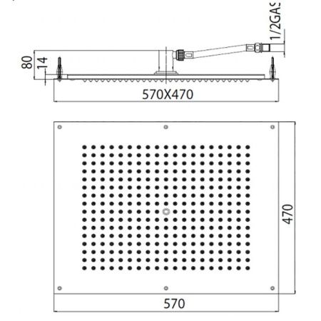 Верхний душ Bossini Rectangular H38391.030 хром