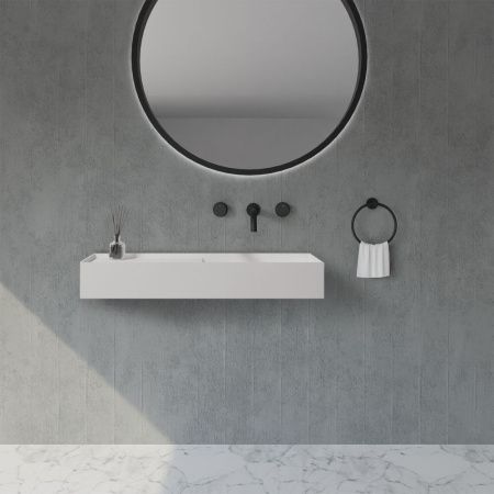 Раковина из искусственного камня Abber STEIN AS2648 80х40 подвесная цвет белый без отверстий под смеситель