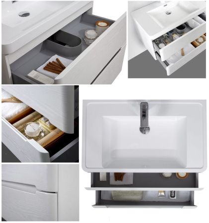 Тумба с раковиной Parly River River100 100х50 подвесная цвет белый