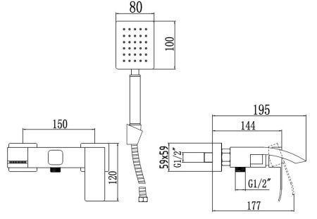 Смеситель для ванны и душа Fmark FS8624H настенный черный