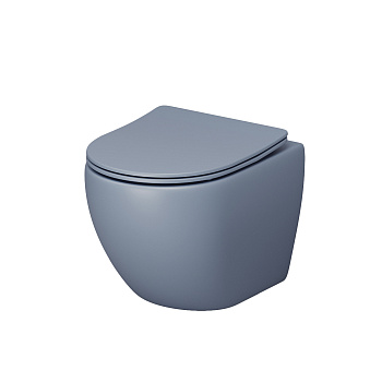 Унитаз подвесной Grossman Color GR-4455BSMS-21 голубой матовый с сиденьем безободковый каскадный смыв