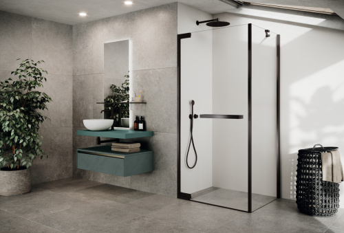 Душевая перегородка Novellini N180 N180FG100-1N 100х200 стекло прозрачное профиль черный матовый - фото 2