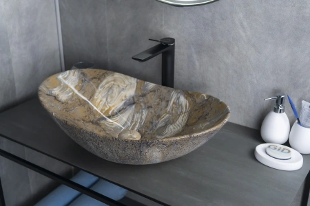 Раковина керамическая Gid Lago 54477 60х40 накладная цвет многоцветный без отверстий под смеситель