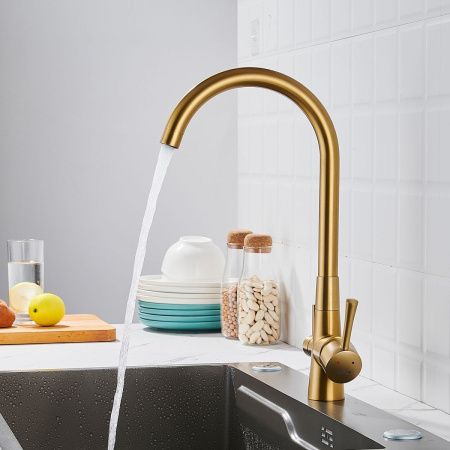 Смеситель для кухни Shevanik S428G на мойку золото