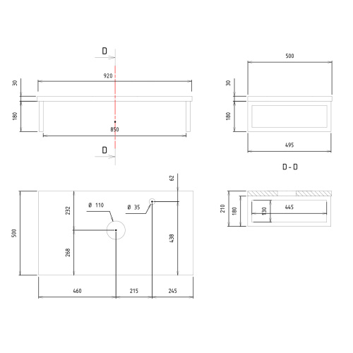 Консоль под раковину Orka Kestel 3001038 92х50х21 подвесная цвет коричневый/черный - фото 5 Консоль под раковину Orka Kestel 3001038 92х50х21 подвесная цвет коричневый/черный - фото 5