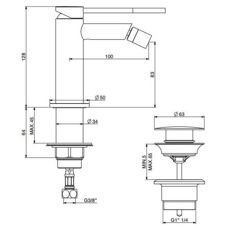 Смеситель Gattoni CIRCLE TWO 9150/91SG на биде золото
