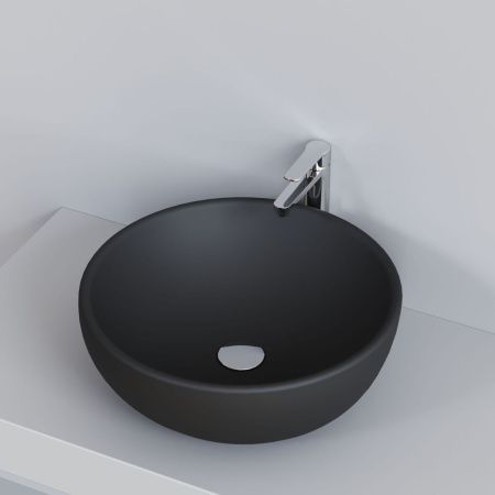 Раковина из сантехнического фарфора Ambassador Queen 116T20201 50х50 накладная цвет черный без отверстий под смеситель