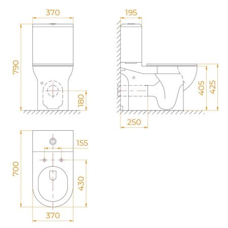 Унитаз напольный с бачком RGW 67420105-01 белый с сиденьем безободковый смыв торнадо