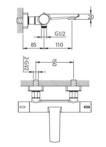 Смеситель для ванны Creavit TS2505 настенный хром - фото 2