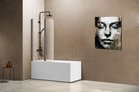 Душевая шторка на ванну Vincea VSB VSB-12114CLGM 115х140 стекло прозрачное профиль вороненая сталь ориентация универсальная