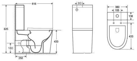 Унитаз-компакт напольный с бачком CeramaLux 2179XMH светло-серый с сиденьем микролифт безободковый смыв торнадо