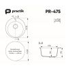 Кухонная мойка Practik PR-475 PR-M-475-004 50х50 цвет черный поверхность глянцевая