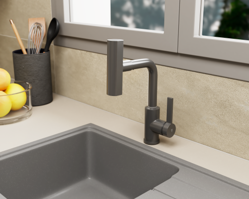 Смеситель для кухни Rush Tinos TI3732-17Grey на столешницу графит - фото 4