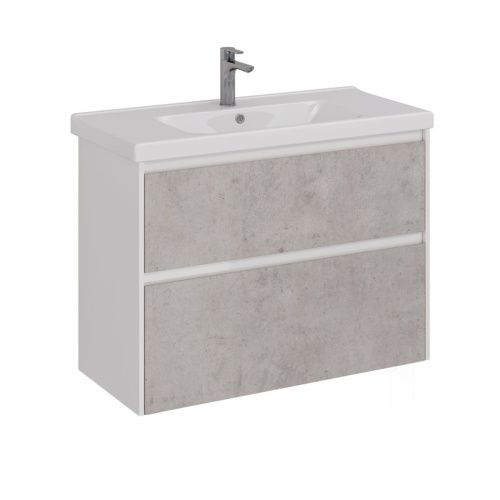 Тумба под раковину LeMark Combi LM03C100T-Beton 100х40 напольная цвет серый/белый