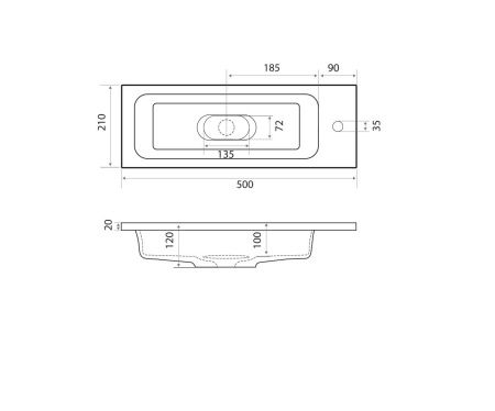 Раковина Madera Модуль 4627173210607 50х20 накладная цвет белый