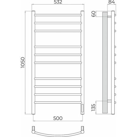 Полотенцесушитель электрический Terminus 4670078544469 55х105 хром