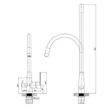 Смеситель для кухни Esko Coral CL03GB на мойку черный/золото