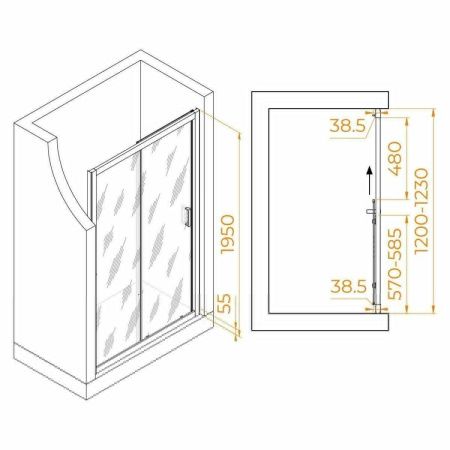Душевая дверь RGW Passage 350801612-14 120х195 стекло прозрачное профиль черный