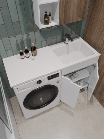 Раковина из искусственного камня Orange Sistema ST-120RAR 120х48 над стиральной машиной цвет белый