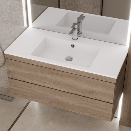 Раковина из искусственного камня Uperwood Megan 45481000004 100х50 полувстраиваемая цвет белый