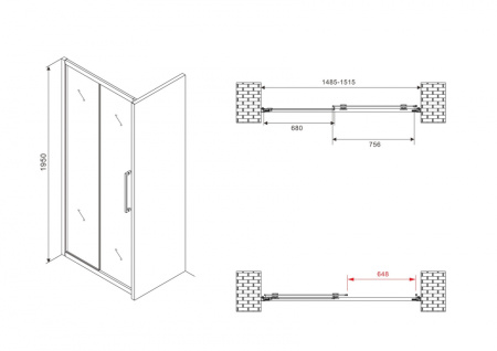 Душевая дверь Abber Schwarzer Diamant AG30150BMH 150х195 стекло матовое профиль черный