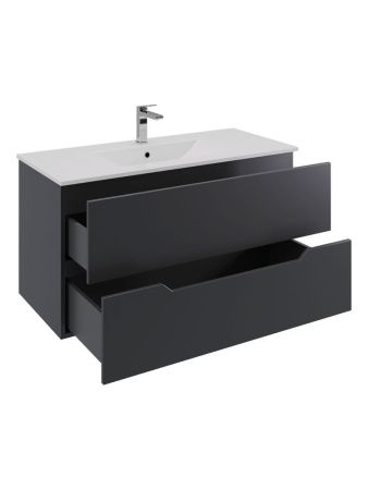Тумба с раковиной Orange Line Li-100Tub+Ra 100х50 подвесная цвет черный