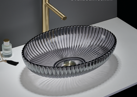 Раковина стеклянная CeramaLux GL49A 51х35 накладная цвет прозрачный