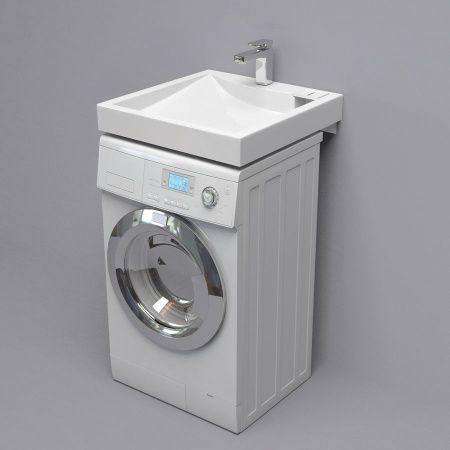 Раковина из искусственного камня Altasan LUX UPP50LUXs 60х50 над стиральной машиной цвет белый 1 отверстие под смеситель